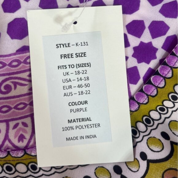 Miss Lavish London Boho Kaftan Dress Mumu Womens Size 14-18 Purple New - Picture 10 of 10